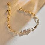 Love Diamond Paperclip Bracelet, 14K Solid Gold, 1/4 ct Lab Grown Diamond-7