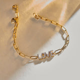Love Diamond Paperclip Bracelet, 14K Solid Gold, 1/4 ct Lab Grown Diamond-7