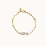 Love Diamond Paperclip Bracelet, 14K Solid Gold, 1/4 ct Lab Grown Diamond-3
