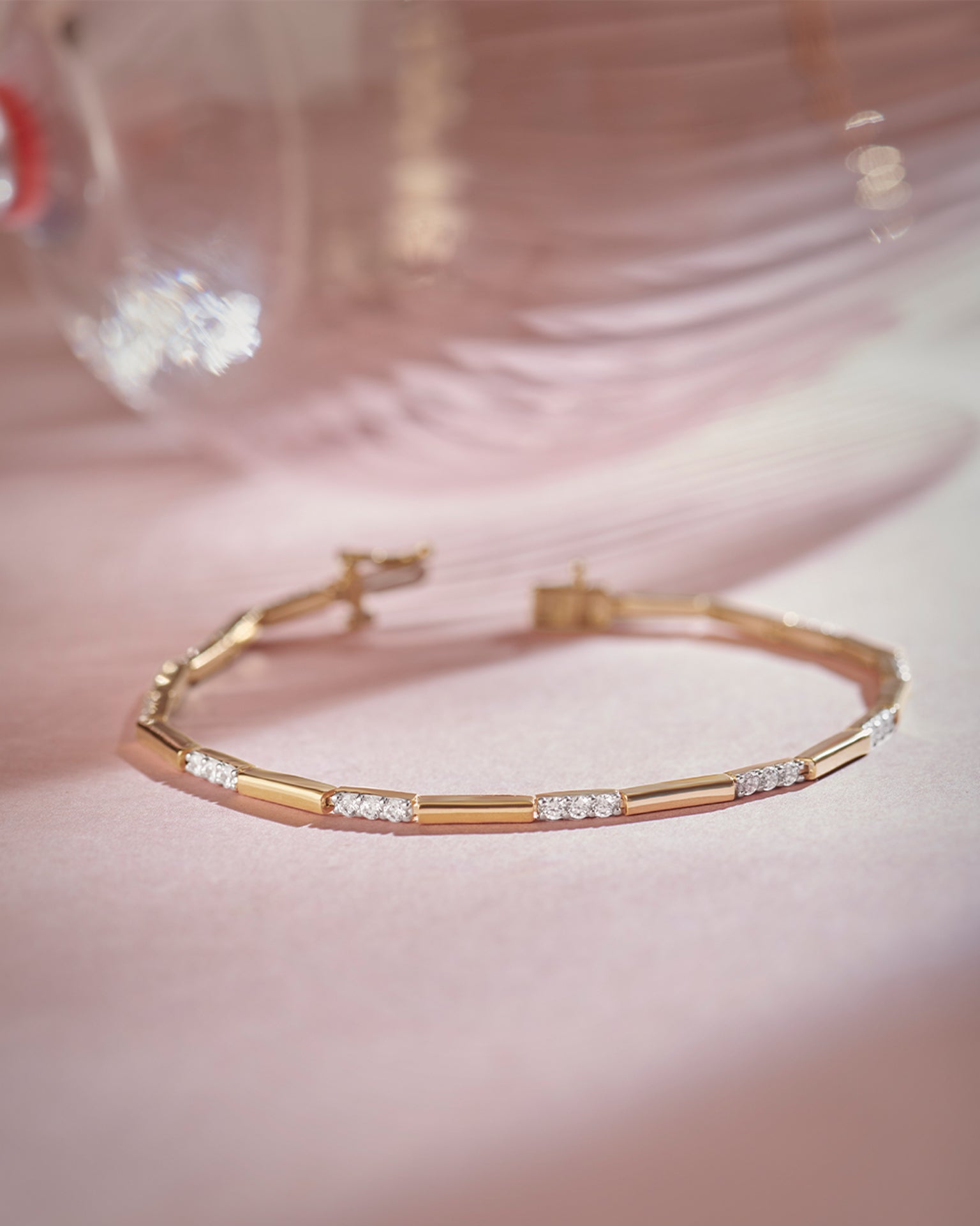 Station Bar Diamond Link Bracelet, 14K Gold Vermeil, 1 ct Lab Grown Diamond-6