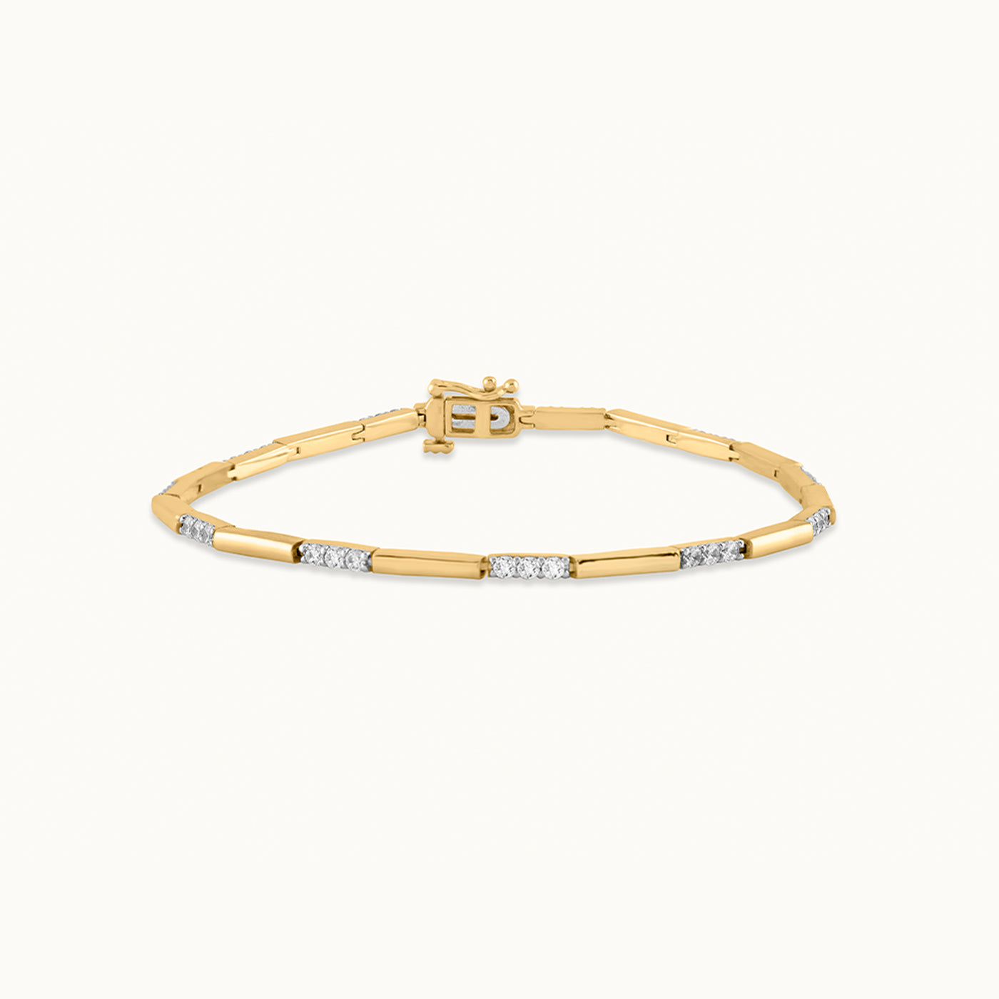 Station Bar Diamond Link Bracelet, 14K Gold Vermeil, 1 ct Lab Grown Diamond-3