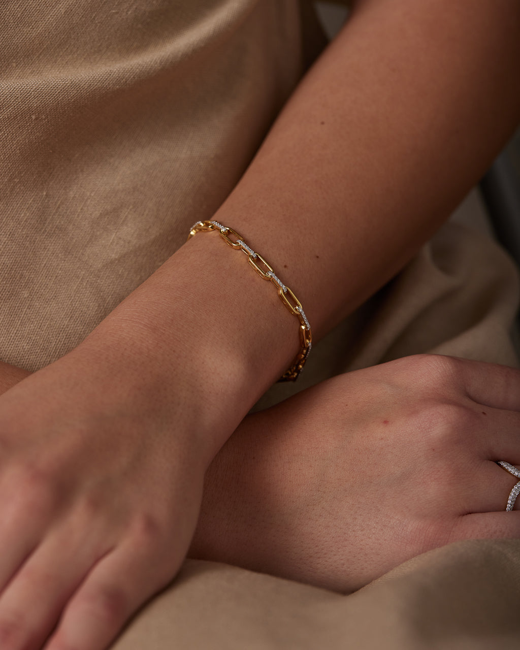 Interlinked Diamond Paperclip Bracelet|14K Gold Vermeil Lab Grown