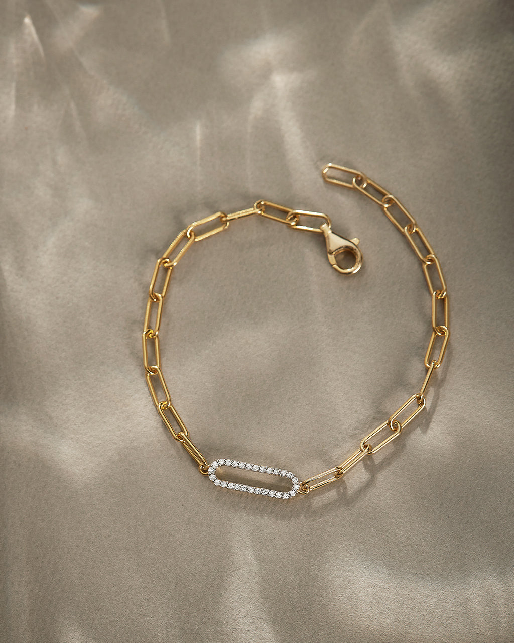 Paperclip Diamond Bracelet, 14K Gold Vermeil, 1/6 ct Lab Grown Diamond-7