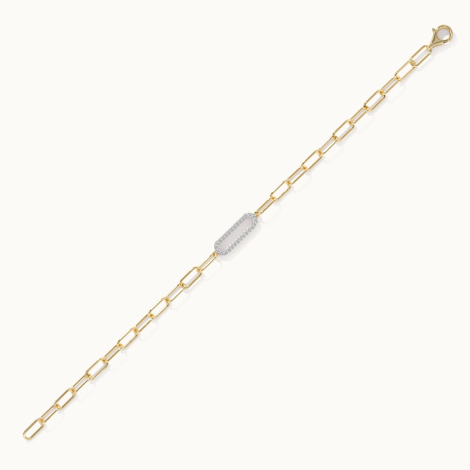 Paperclip Diamond Bracelet, 14K Gold Vermeil, 1/6 ct Lab Grown Diamond-6