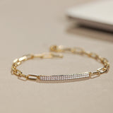 Bar Diamond Paperclip Bracelet, 14K Gold Vermeil, 1/3 ct Lab Grown Diamond-6