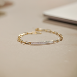 Bar Diamond Paperclip Bracelet, 14K Gold Vermeil, 1/3 ct Lab Grown Diamond-1