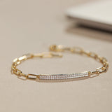 Bar Diamond Paperclip Bracelet, 14K Gold Vermeil, 1/3 ct Lab Grown Diamond-6