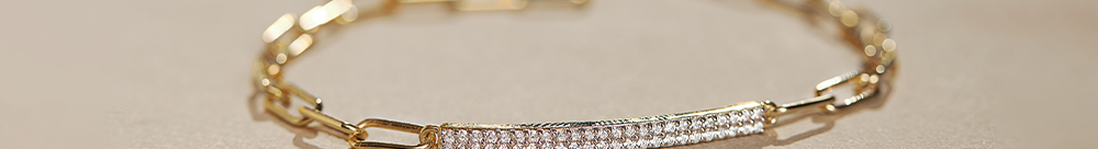 Bar Diamond Paperclip Bracelet, 14K Solid Gold, 1/3 ct Lab Grown Diamond-1