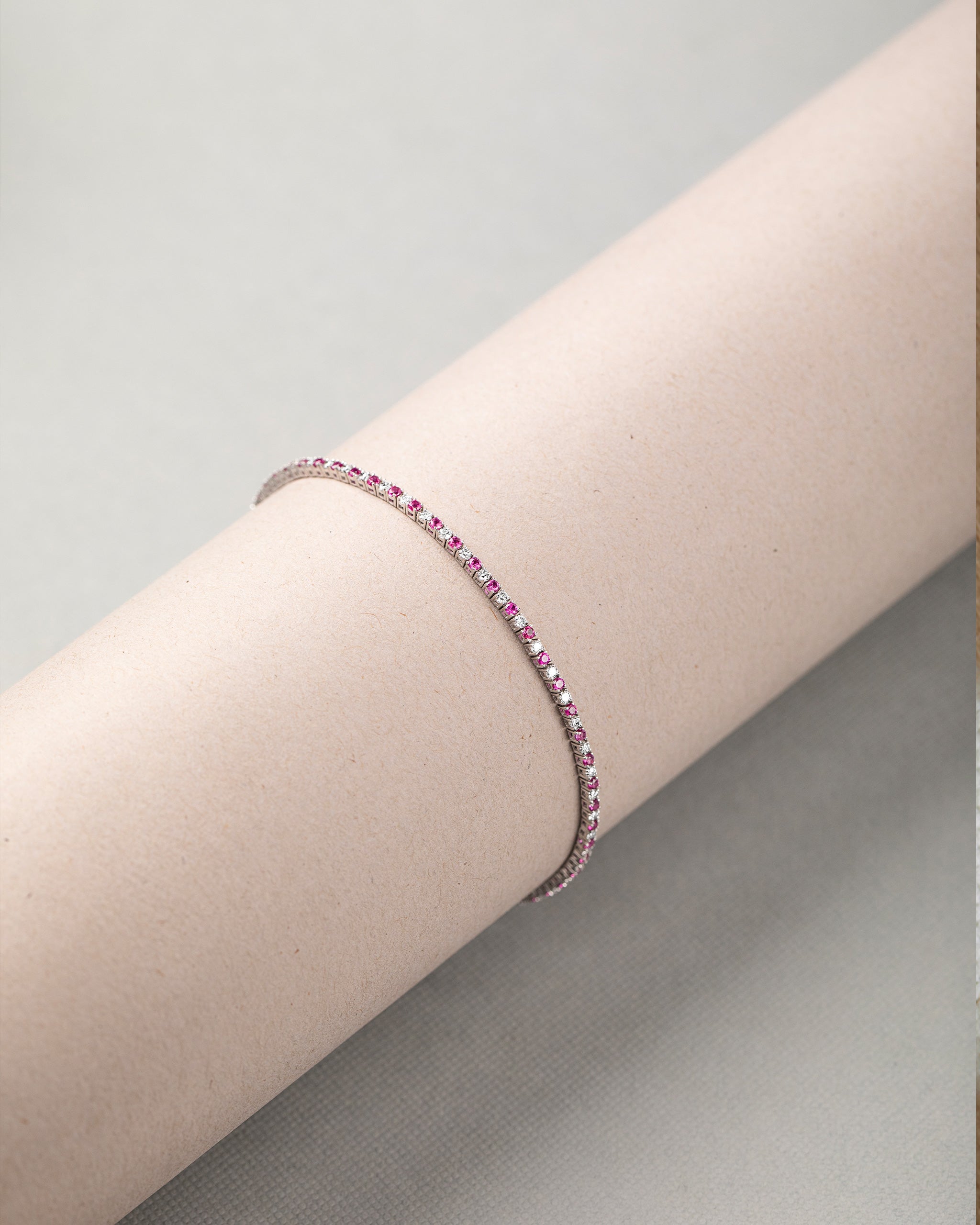 Created Ruby Diamond Tennis Bracelet, 10K Solid Gold, 7/8 ct Lab Grown Diamond-5