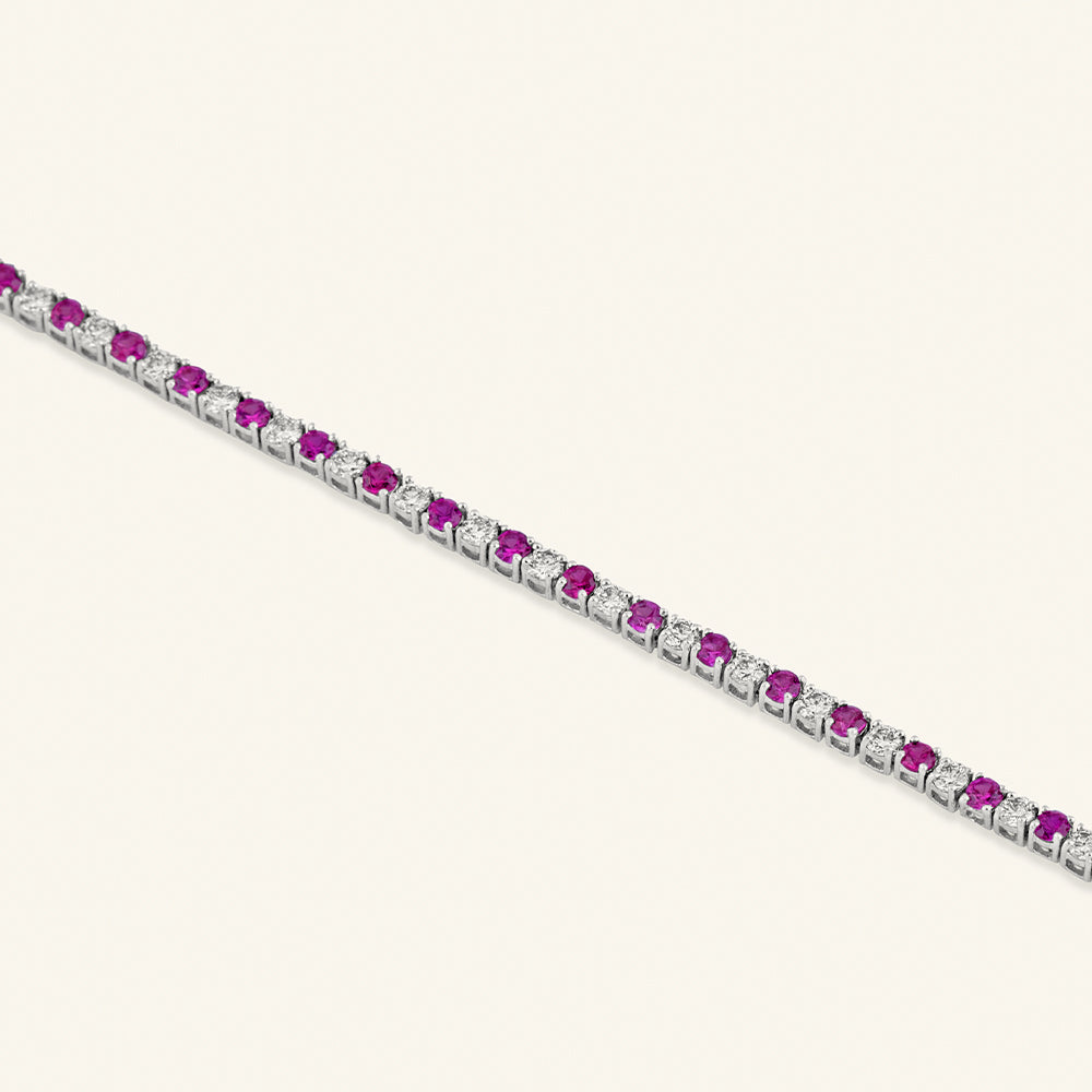 Created Ruby Diamond Tennis Bracelet, 10K Solid Gold, 7/8 ct Lab Grown Diamond-3