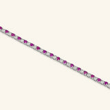 Created Ruby Diamond Tennis Bracelet, 10K Solid Gold, 7/8 ct Lab Grown Diamond-3
