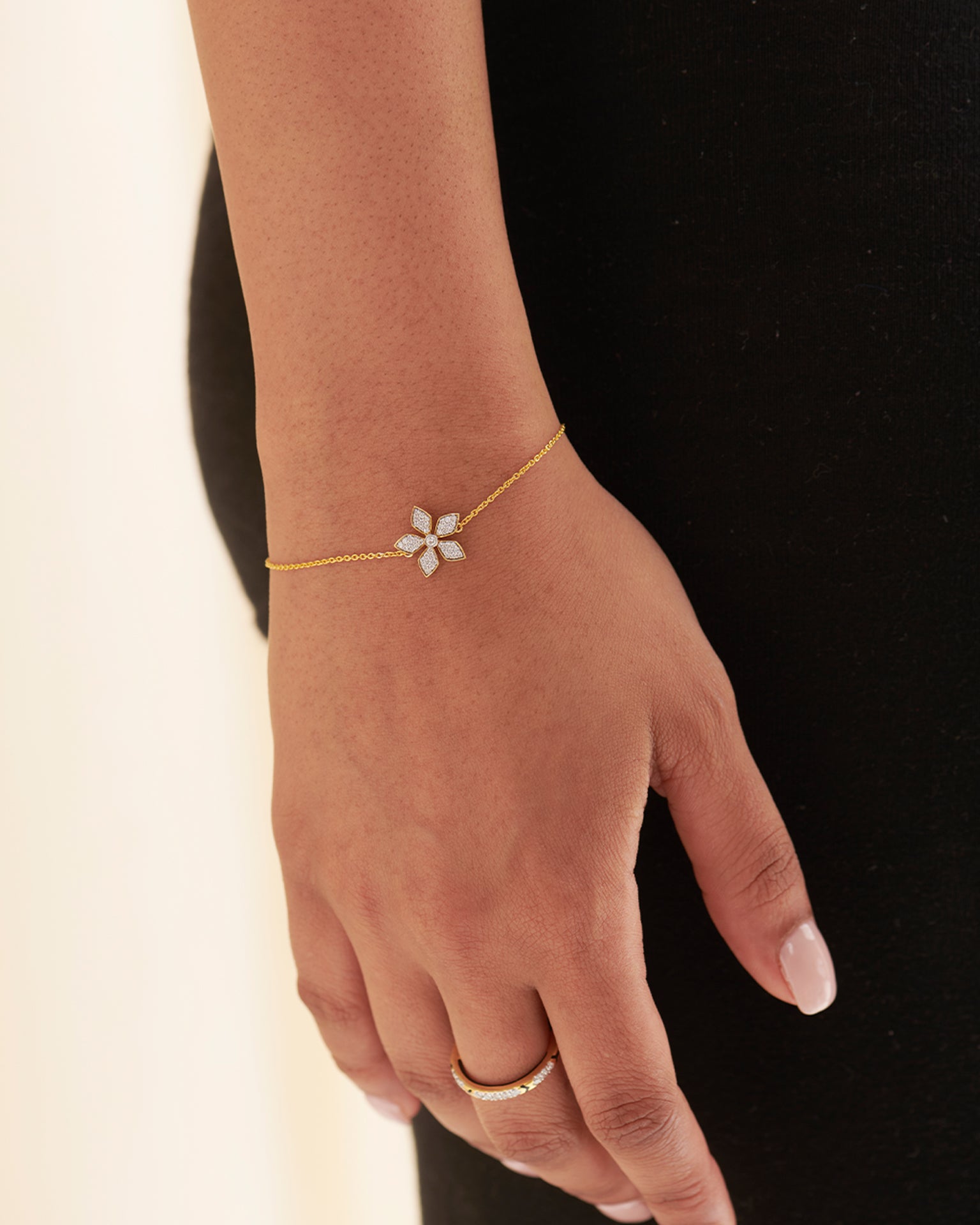 Floral Diamond Bracelet, 14K Gold Vermeil, 1/5 ct Lab Grown Diamond-2