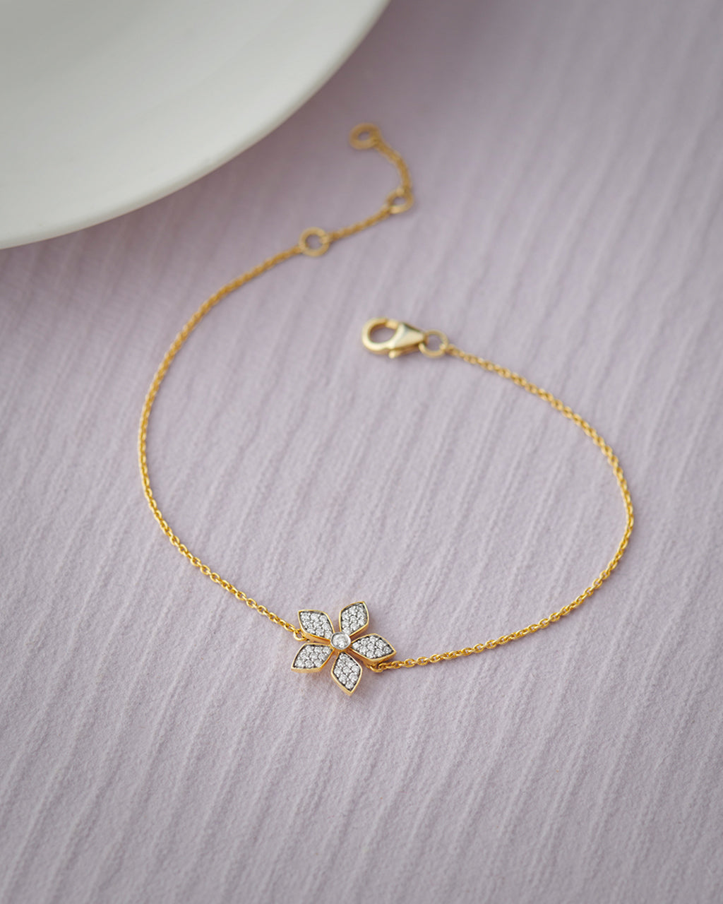 Floral Diamond Bracelet, 14K Gold Vermeil, 1/5 ct Lab Grown Diamond-6