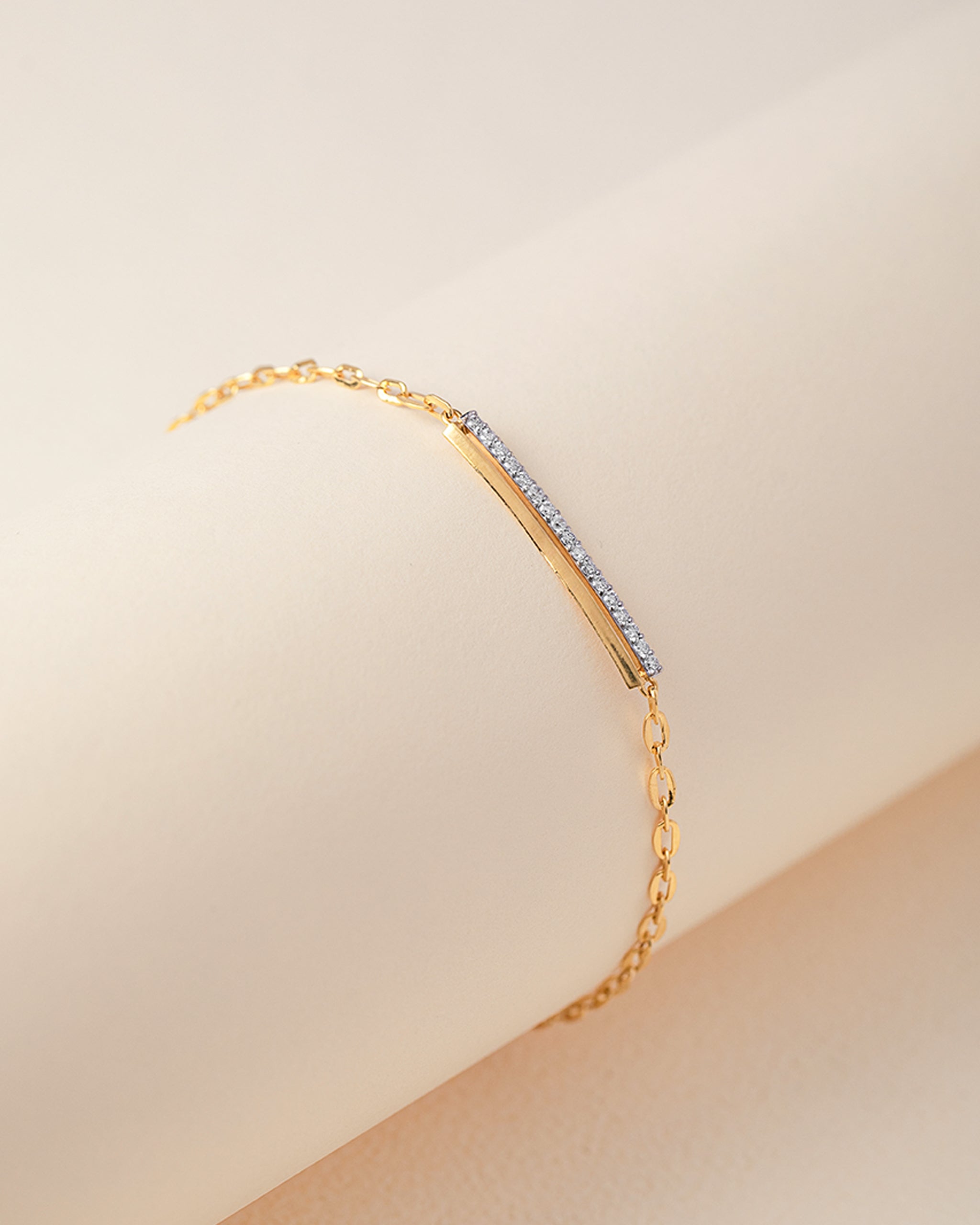 Bar Diamond Chain Bracelet, 14K Solid Gold, 1/5 ct Lab Grown Diamond-5