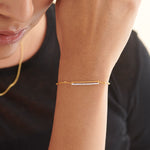 Bar Diamond Chain Bracelet, 14K Solid Gold, 1/5 ct Lab Grown Diamond-2