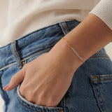 Bar Diamond Chain Bracelet, 14K Solid Gold, 1/5 ct Lab Grown Diamond-4