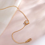 Petite Flower Bracelet, 14K Gold Vermeil, 1/4 ct Lab Grown Diamond-1
