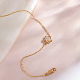 Petite Flower Bracelet, 14K Gold Vermeil, 1/4 ct Lab Grown Diamond-1
