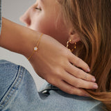 Petite Flower Bracelet, 14K Gold Vermeil, 1/4 ct Lab Grown Diamond-4