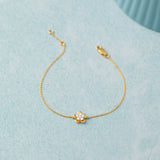 Petite Flower Bracelet, 14K Solid Gold, 1/4 ct Lab Grown Diamond-5