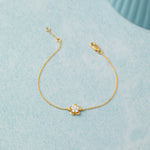 Petite Flower Bracelet, 14K Gold Vermeil, 1/4 ct Lab Grown Diamond-5