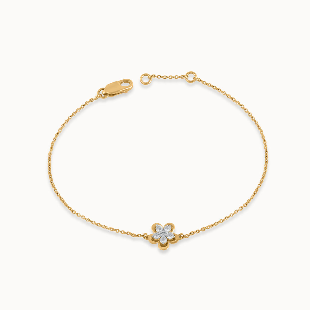 Petite Flower Bracelet, 14K Gold Vermeil, 1/4 ct Lab Grown Diamond-3