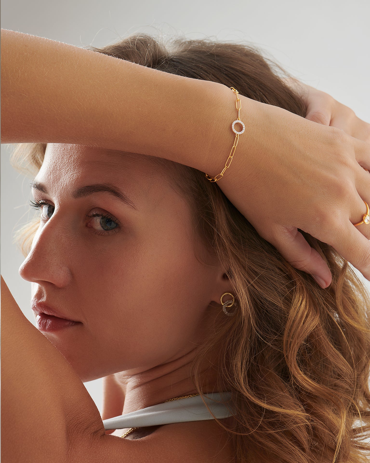 Paperclip Classic Halo Bracelet, 14K Gold Vermeil, 1/8 ct Lab Grown Diamond-4
