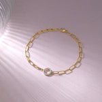 Paperclip Classic Halo Bracelet, 14K Gold Vermeil, 1/8 ct Lab Grown Diamond-5
