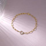 Paperclip Classic Halo Bracelet, 14K Gold Vermeil, 1/8 ct Lab Grown Diamond-5