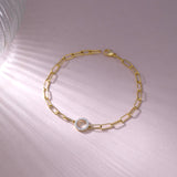 Paperclip Classic Halo Bracelet, 14K Gold Vermeil, 1/8 ct Lab Grown Diamond-5
