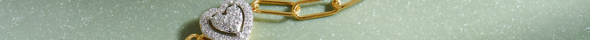 Paperclip Elegant Heart Bracelet, 14K Solid Gold, 1/5 ct Lab Grown Diamond-1