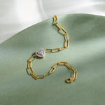 Paperclip Elegant Heart Bracelet, 14K Gold Vermeil, 1/5 ct Lab Grown Diamond-1