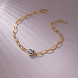 Paperclip Elegant Heart Bracelet, 14K Gold Vermeil, 1/5 ct Lab Grown Diamond-5