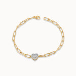 Paperclip Elegant Heart Bracelet, 14K Gold Vermeil, 1/5 ct Lab Grown Diamond-3