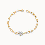 Paperclip Elegant Heart Bracelet, 14K Gold Vermeil, 1/5 ct Lab Grown Diamond-3