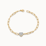 Paperclip Elegant Heart Bracelet, 14K Gold Vermeil, 1/5 ct Lab Grown Diamond-3