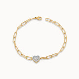 Paperclip Elegant Heart Bracelet, 14K Gold Vermeil, 1/5 ct Lab Grown Diamond-3