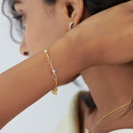 Paperclip Diamond Station Bracelet, 14K Gold Vermeil, 1/3 ct Lab Grown Diamond-4
