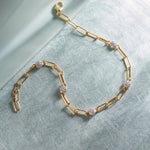 Paperclip Diamond Station Bracelet, 14K Solid Gold, 1/3 ct Lab Grown Diamond-6
