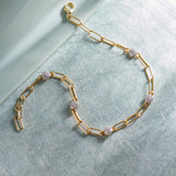 Paperclip Diamond Station Bracelet, 14K Solid Gold, 1/3 ct Lab Grown Diamond-6