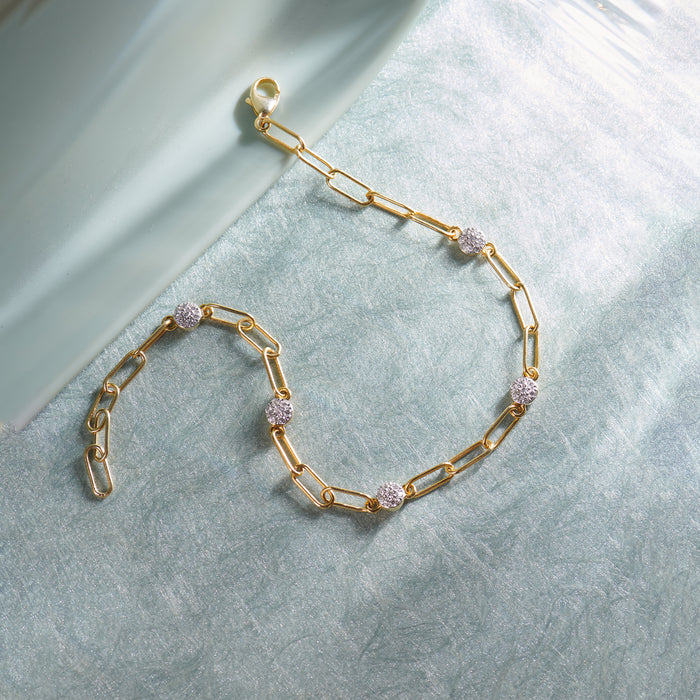Paperclip Diamond Station Bracelet, 14K Gold Vermeil, 1/3 ct Lab Grown Diamond-1