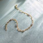 Paperclip Diamond Station Bracelet, 14K Solid Gold, 1/3 ct Lab Grown Diamond-1