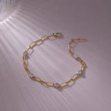 Paperclip Diamond Station Bracelet, 14K Gold Vermeil, 1/3 ct Lab Grown Diamond-5