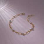 Paperclip Diamond Station Bracelet, 14K Solid Gold, 1/3 ct Lab Grown Diamond-5