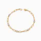 Paperclip Diamond Station Bracelet, 14K Gold Vermeil, 1/3 ct Lab Grown Diamond-3
