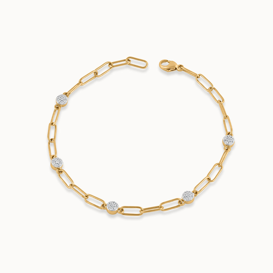Paperclip Diamond Station Bracelet, 14K Solid Gold, 1/3 ct Lab Grown Diamond-3