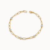 Paperclip Diamond Station Bracelet, 14K Solid Gold, 1/3 ct Lab Grown Diamond-3