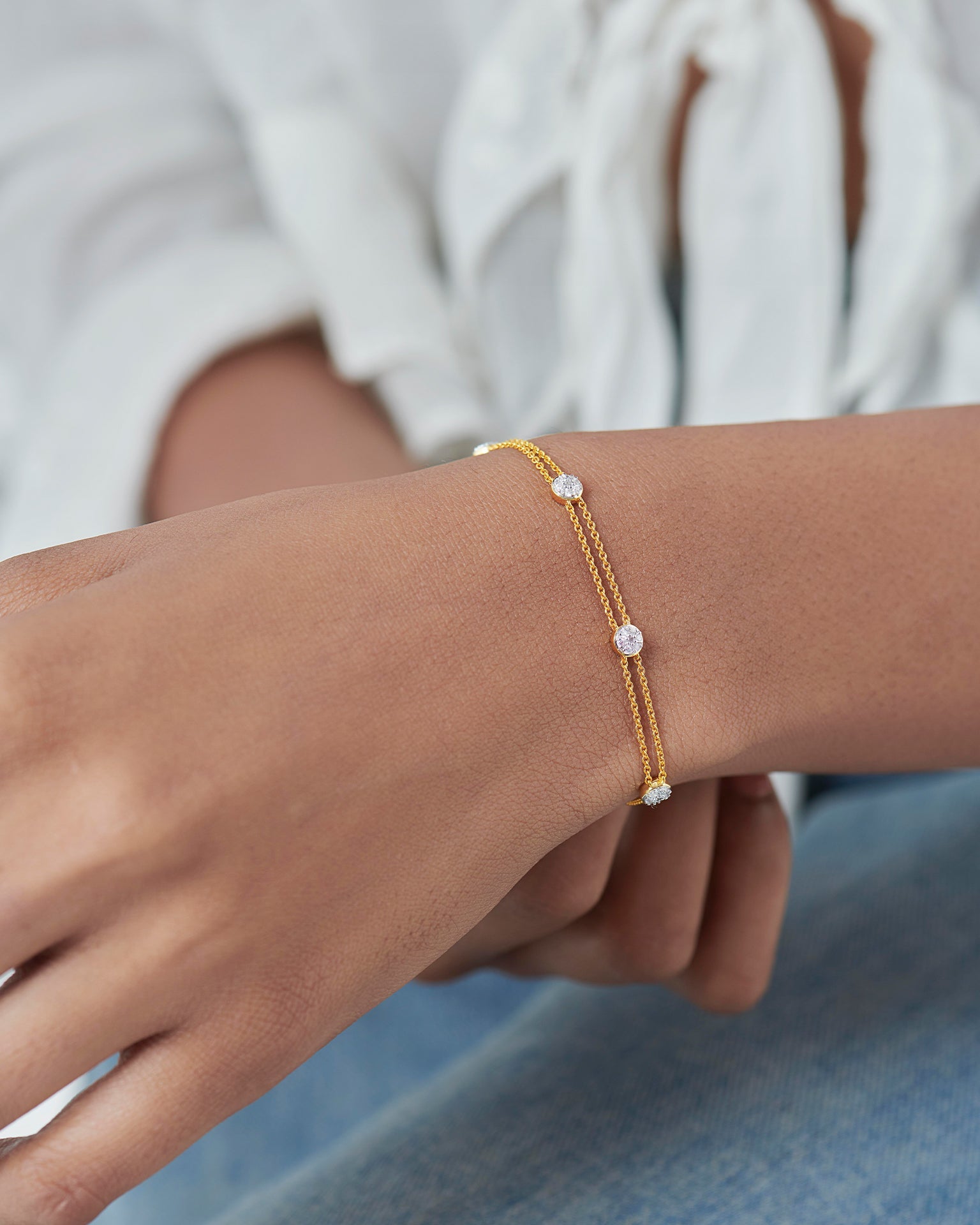 Classic Diamond Station Bracelet, 14K Solid Gold, 1/4 ct Lab Grown Diamond-4