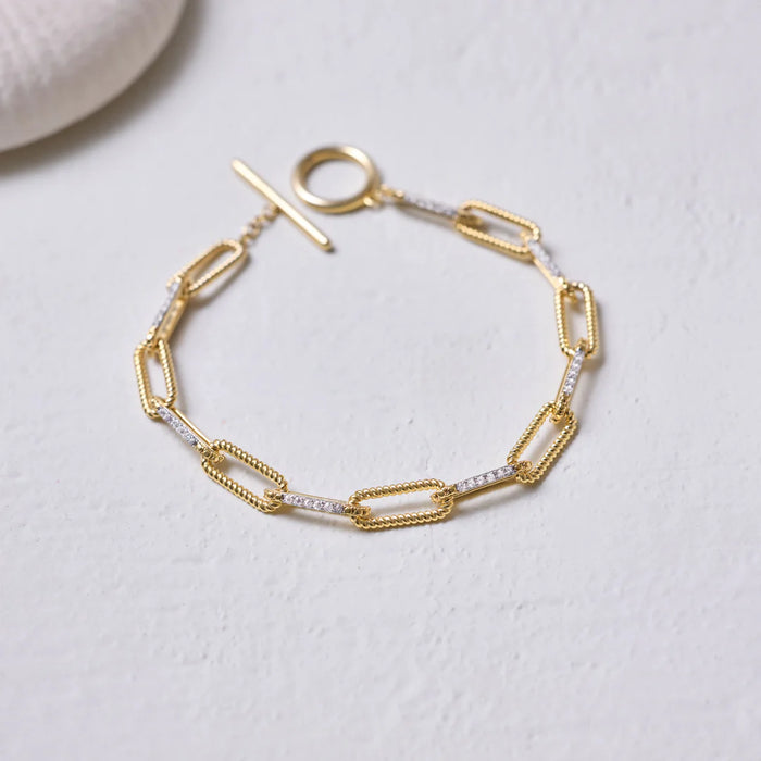 Diamond Paperclip Toggle Bracelet