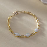 Opal Paperclip Link Bracelet